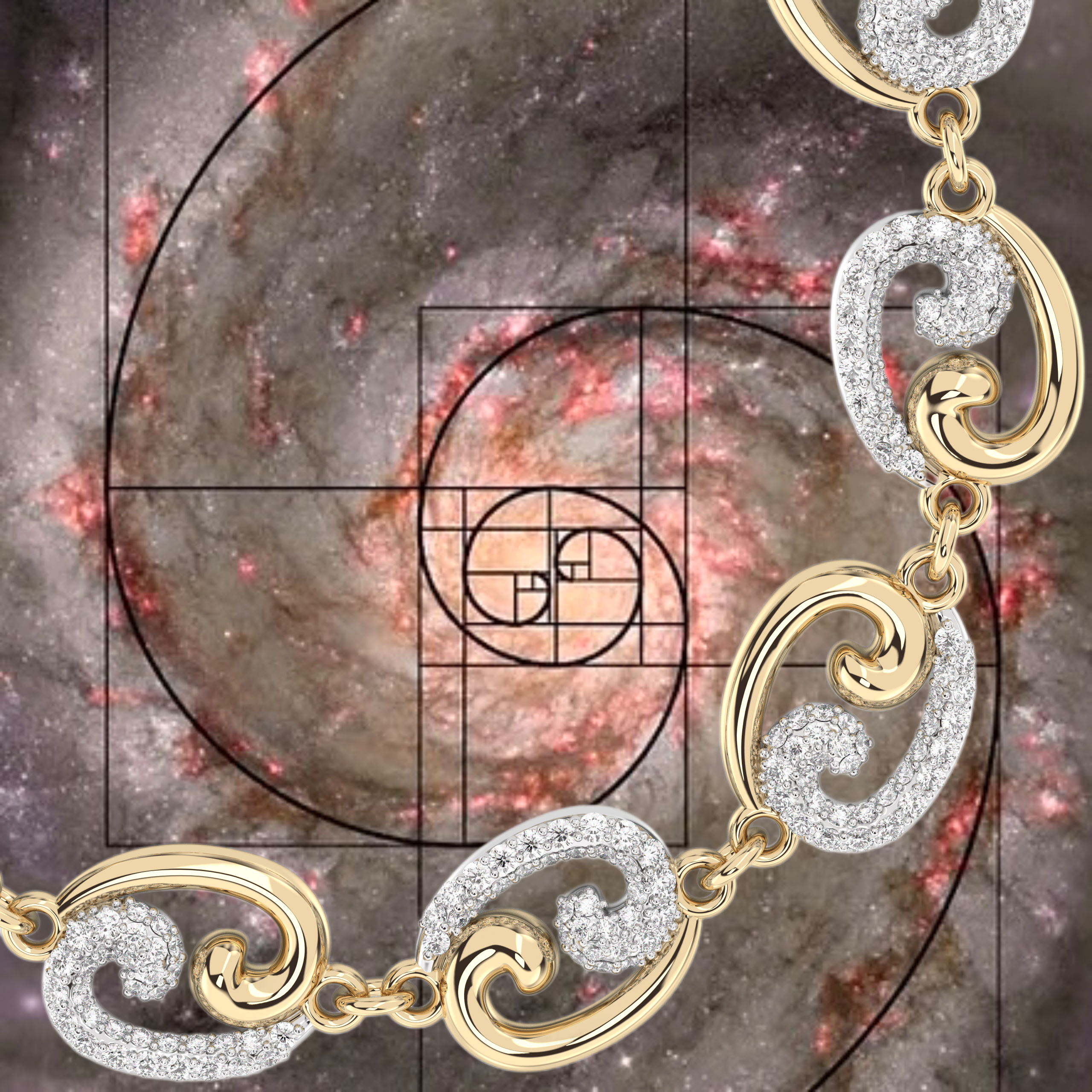 Fibonacci link  with universe illustration and spiritual meaning