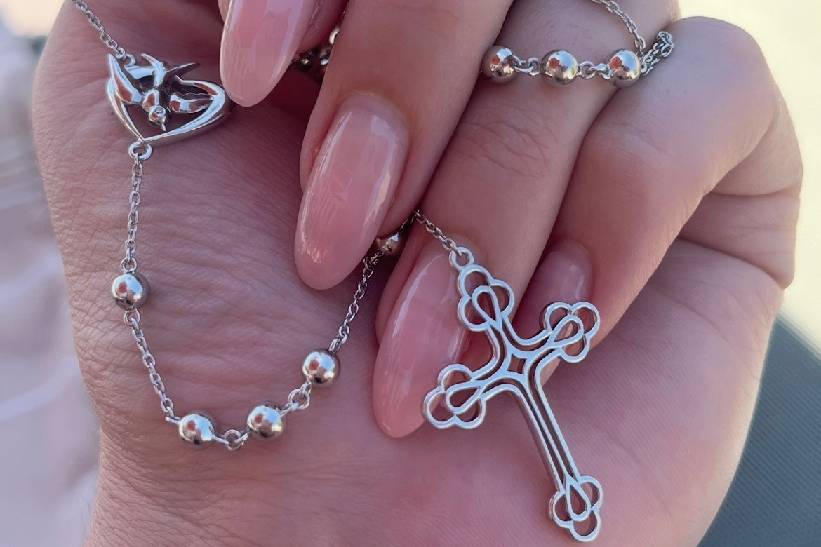 Leni James silver rosary