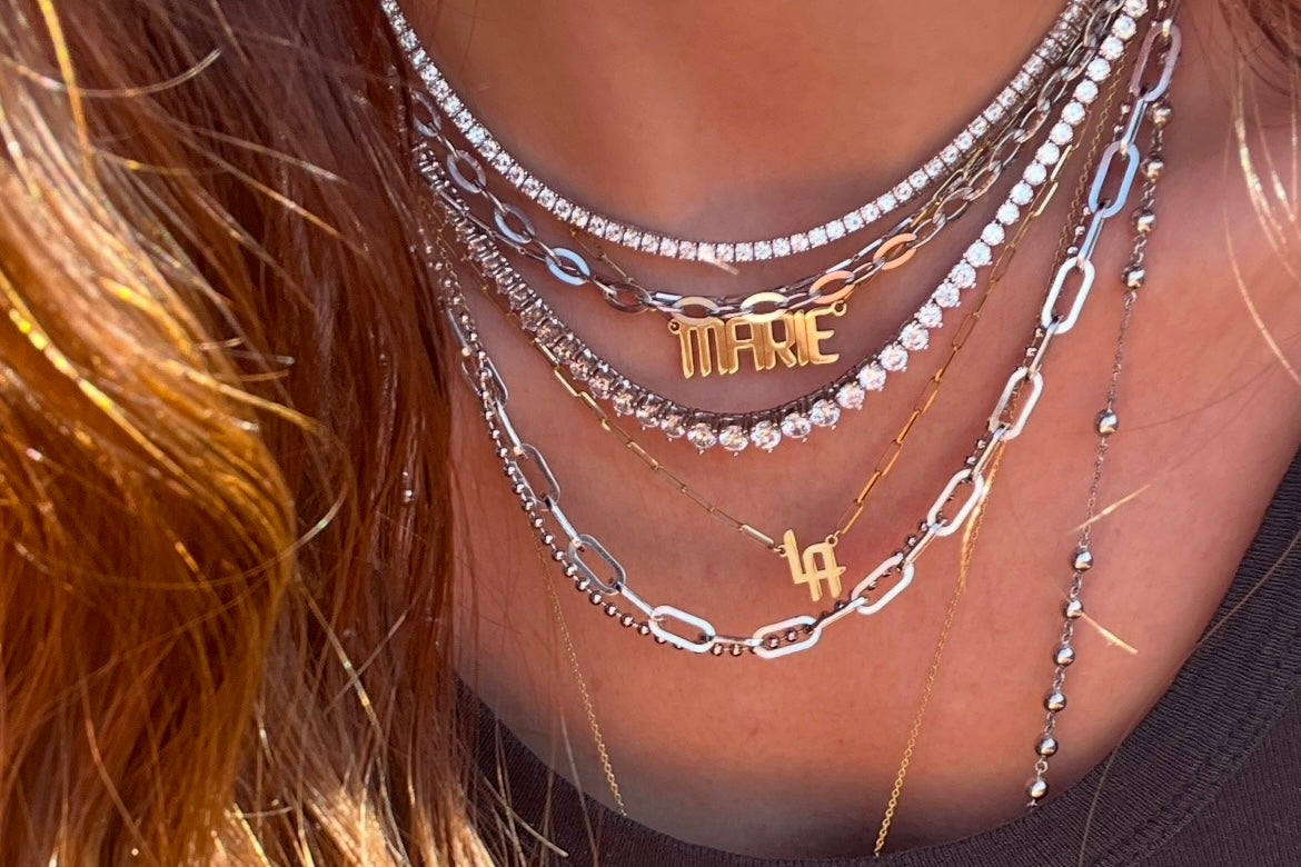 Nameplates and tennis necklaces