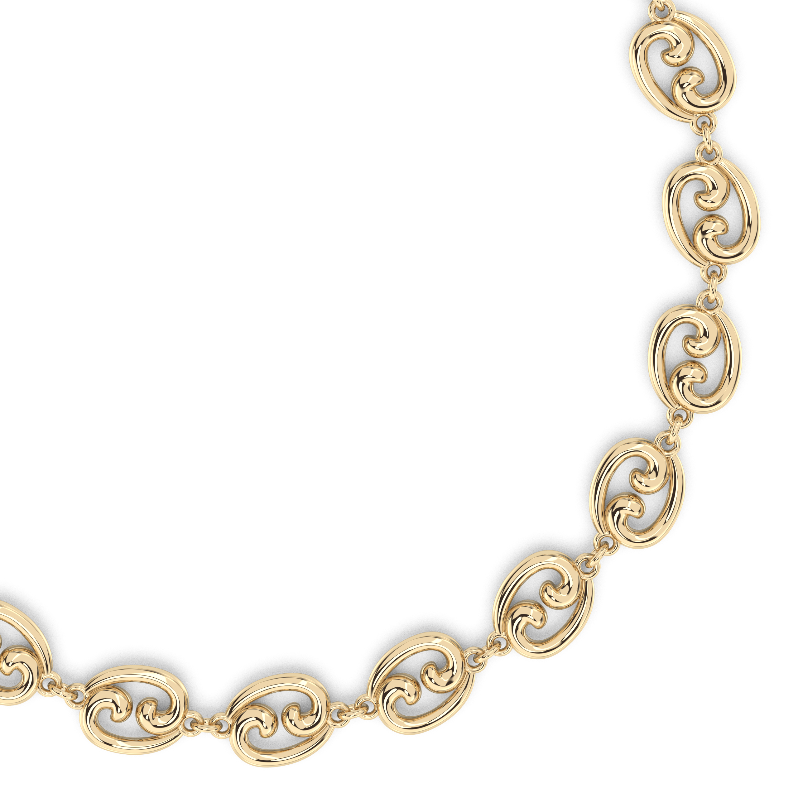 Detail of our mini Fibonacci link in gold