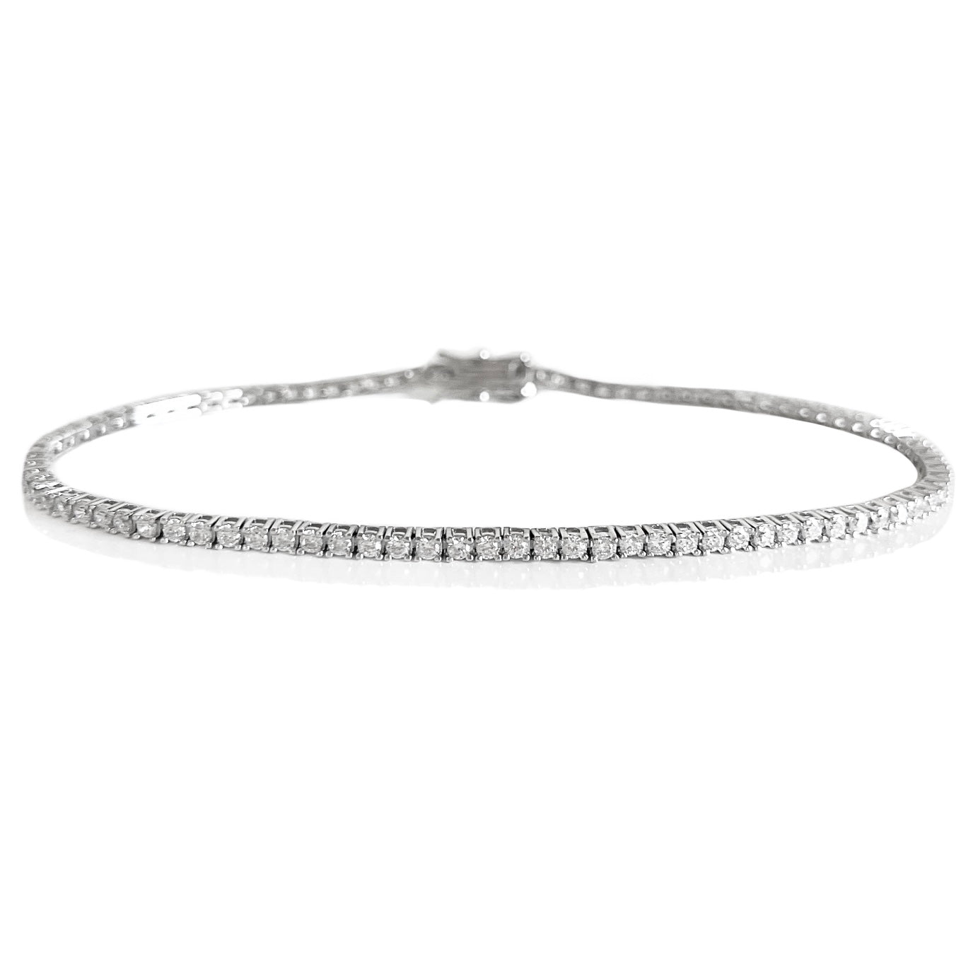 Thin tennis anklet in silver