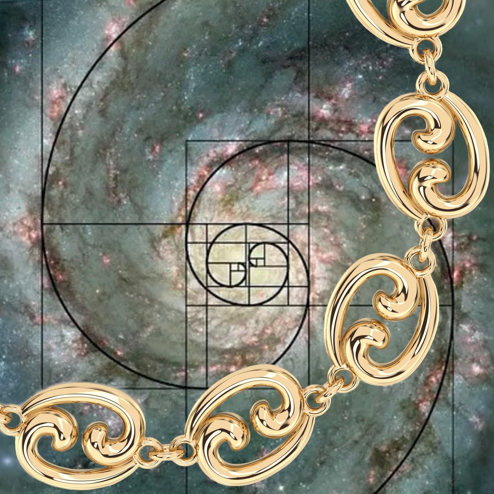 Our Fibonacci spiral jewelry gold bracelet 