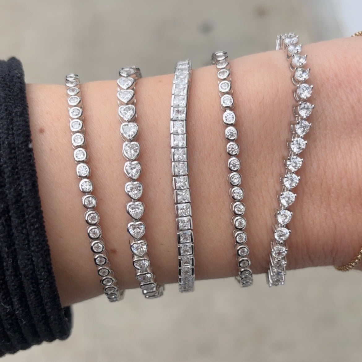 heart bezel tennis bracelet