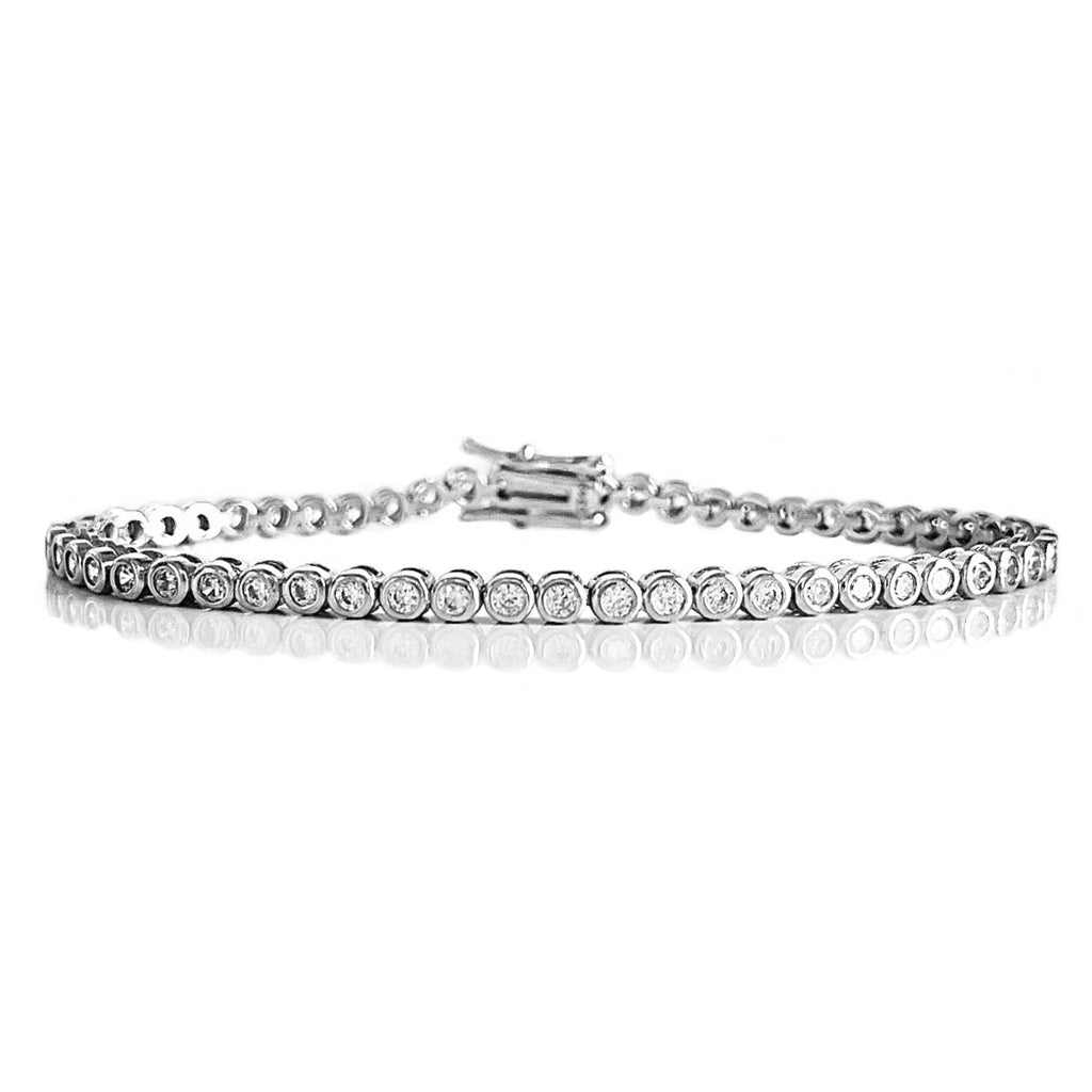 2mm round bezel tennis bracelet in silver