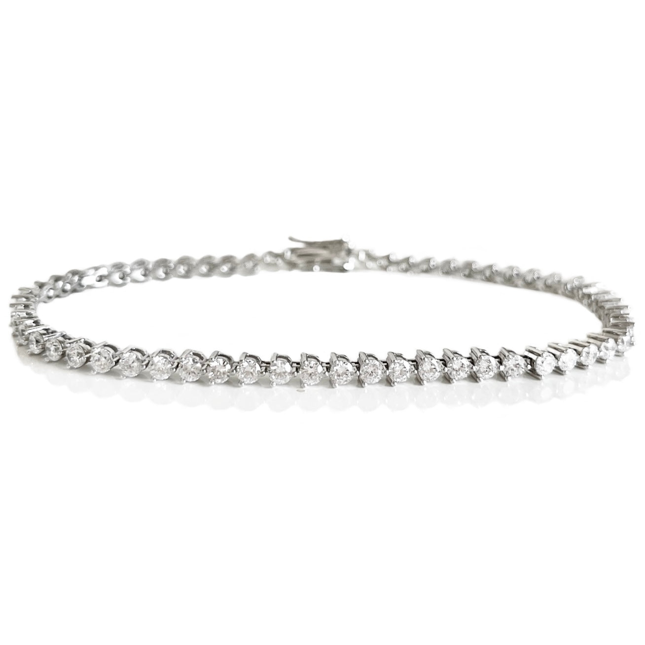 3mm 3 prong tennis anklet in silver