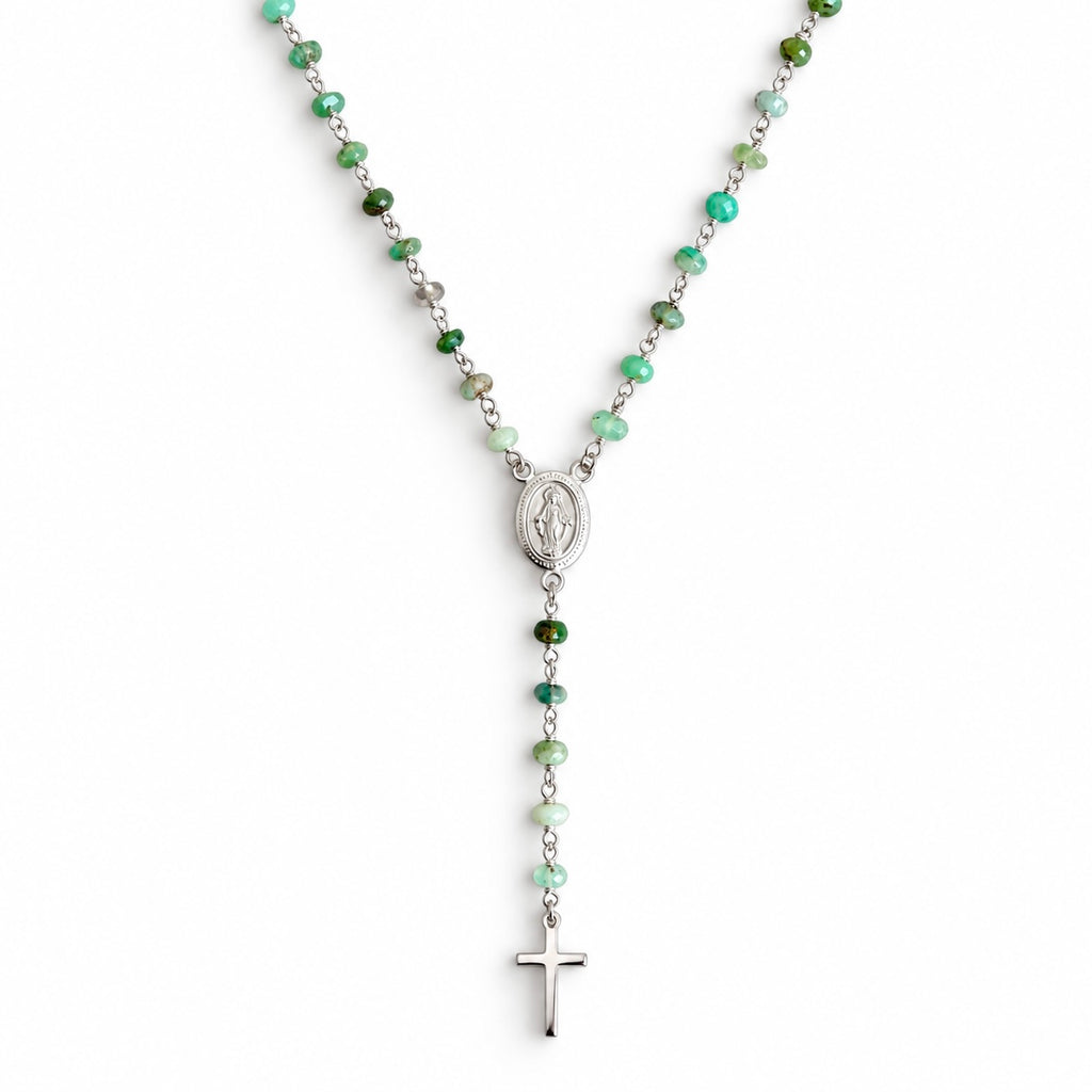 Green chrysoprase rosary necklace 