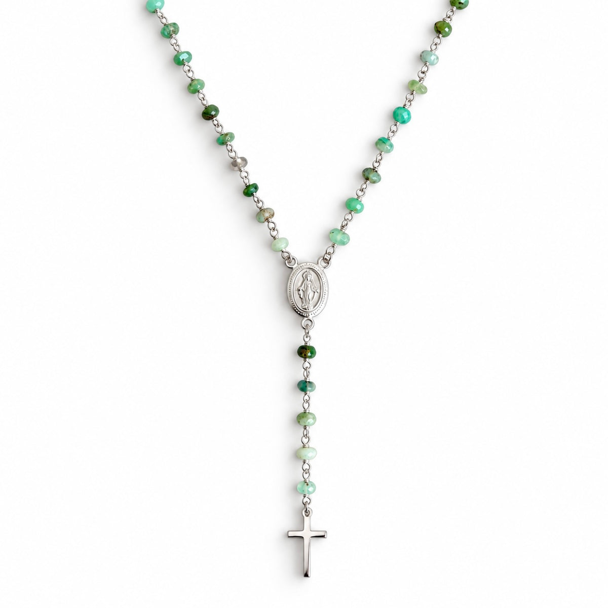 Green chrysoprase rosary necklace 