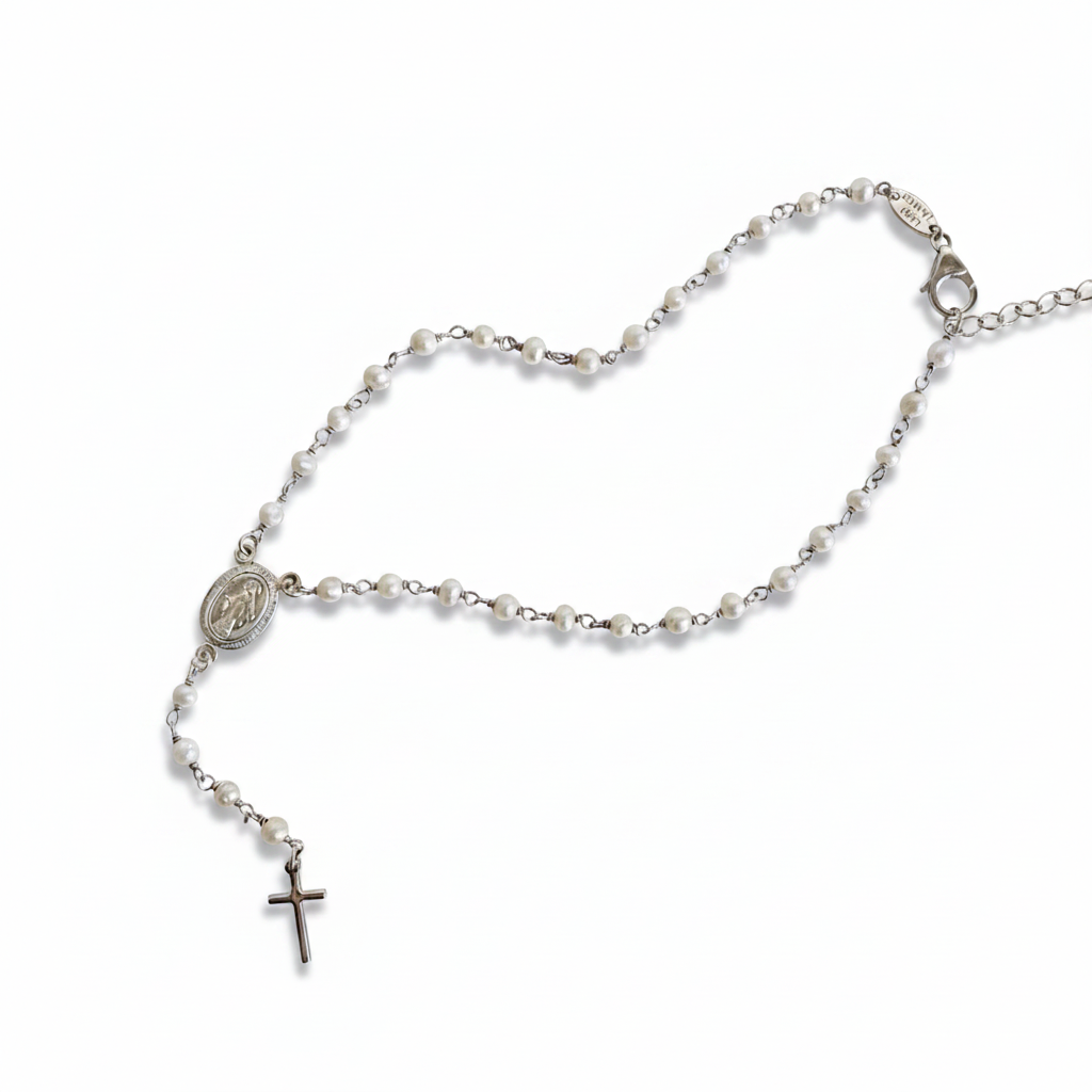Pearl rosary anklet 
