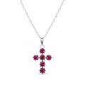 Bailey pink cross necklace with sterling silver vintage-inspired setting