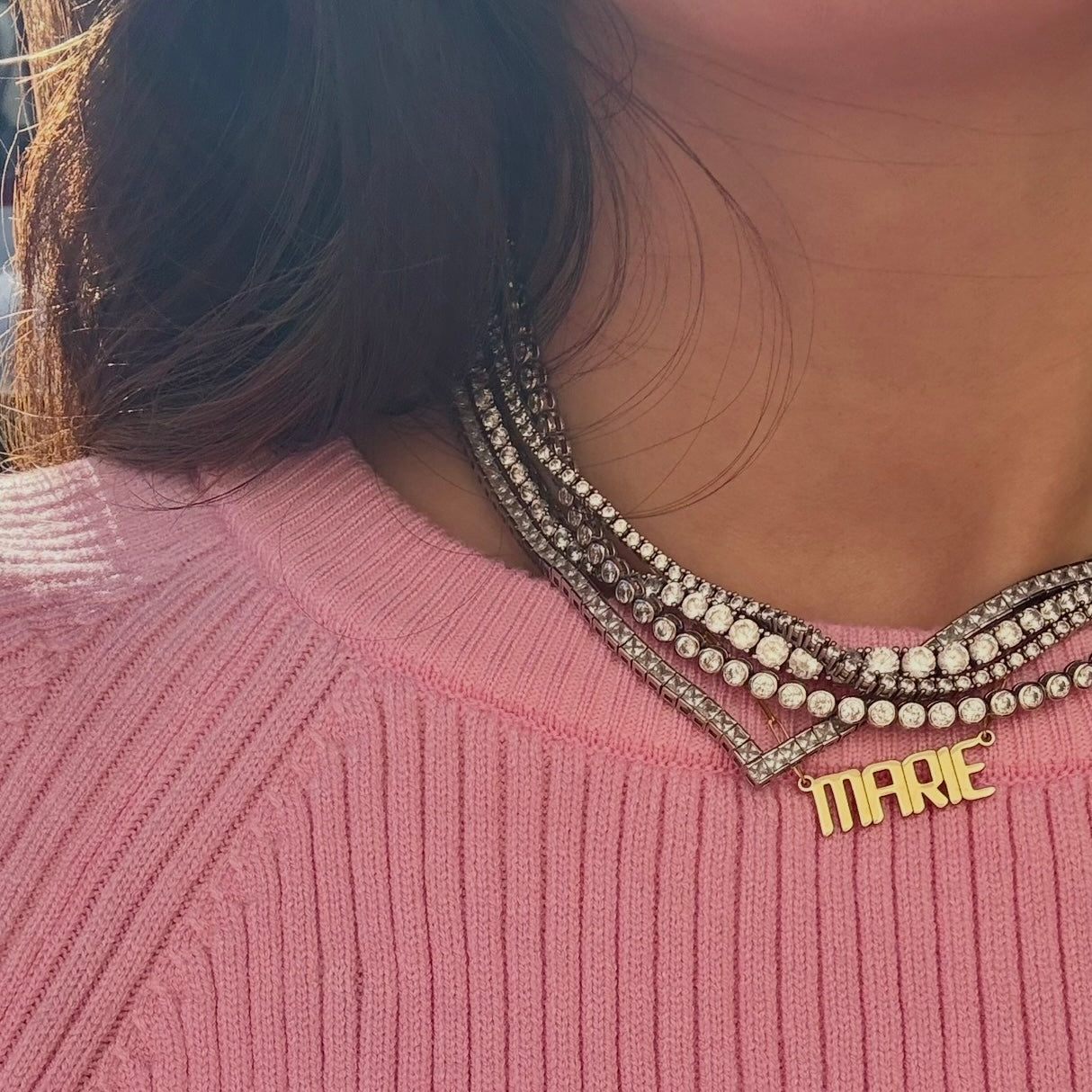The “Poppy” 3mm Round Bezel Tennis Necklace – LENI JAMES