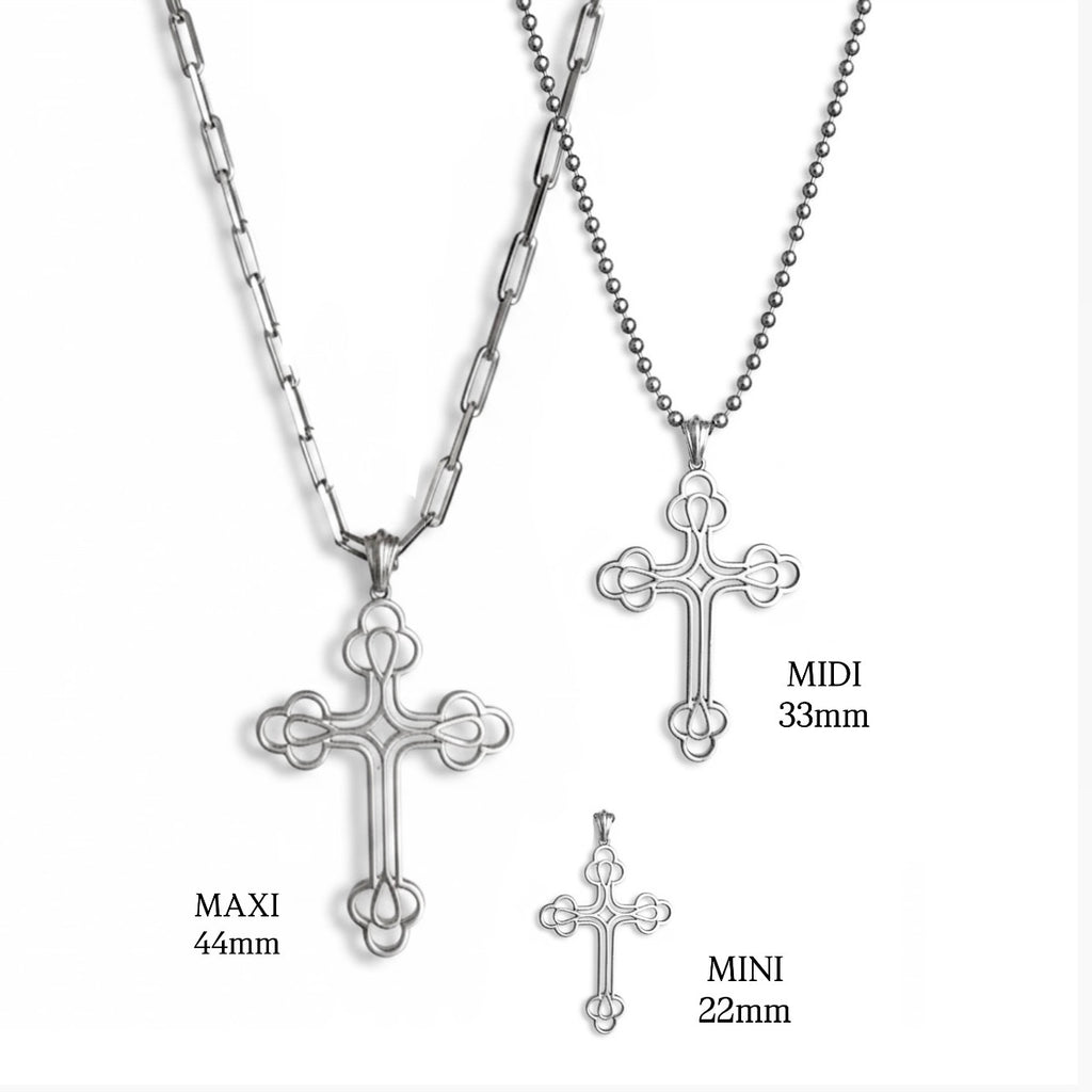 Sizes of our Billie cross pendants 