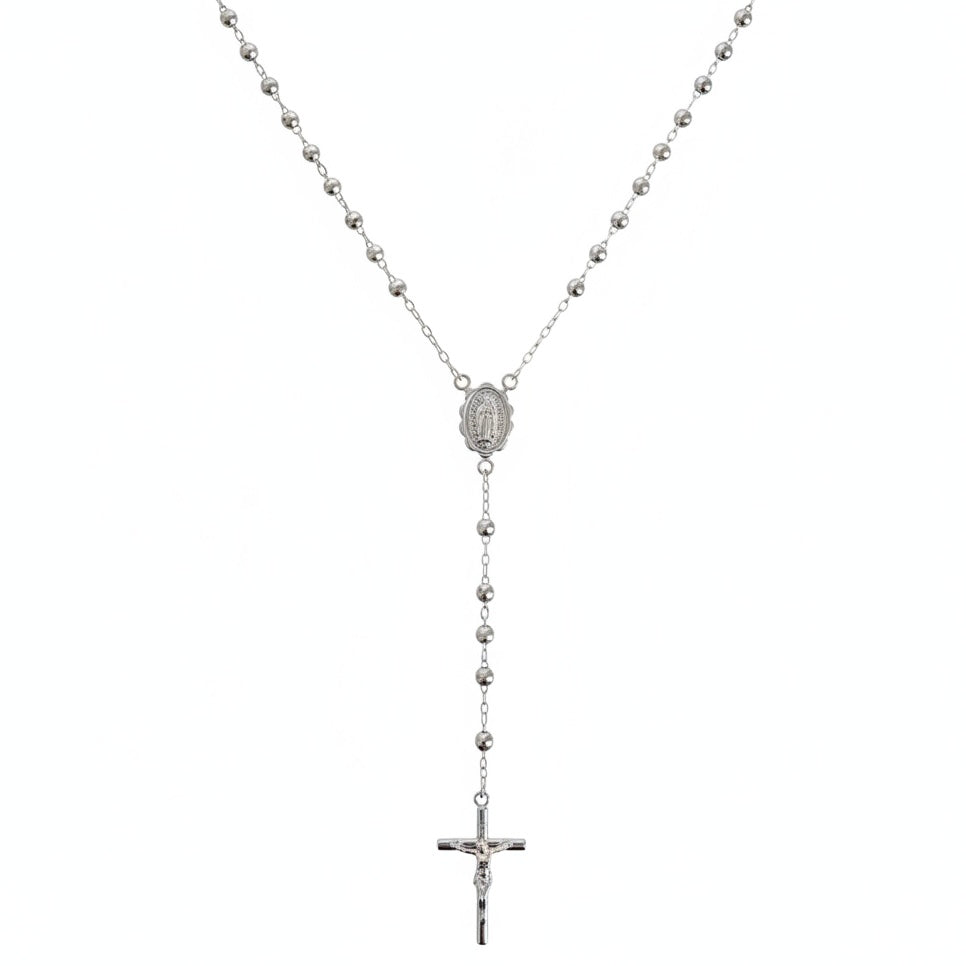 Classic rosary necklace in sterling silver