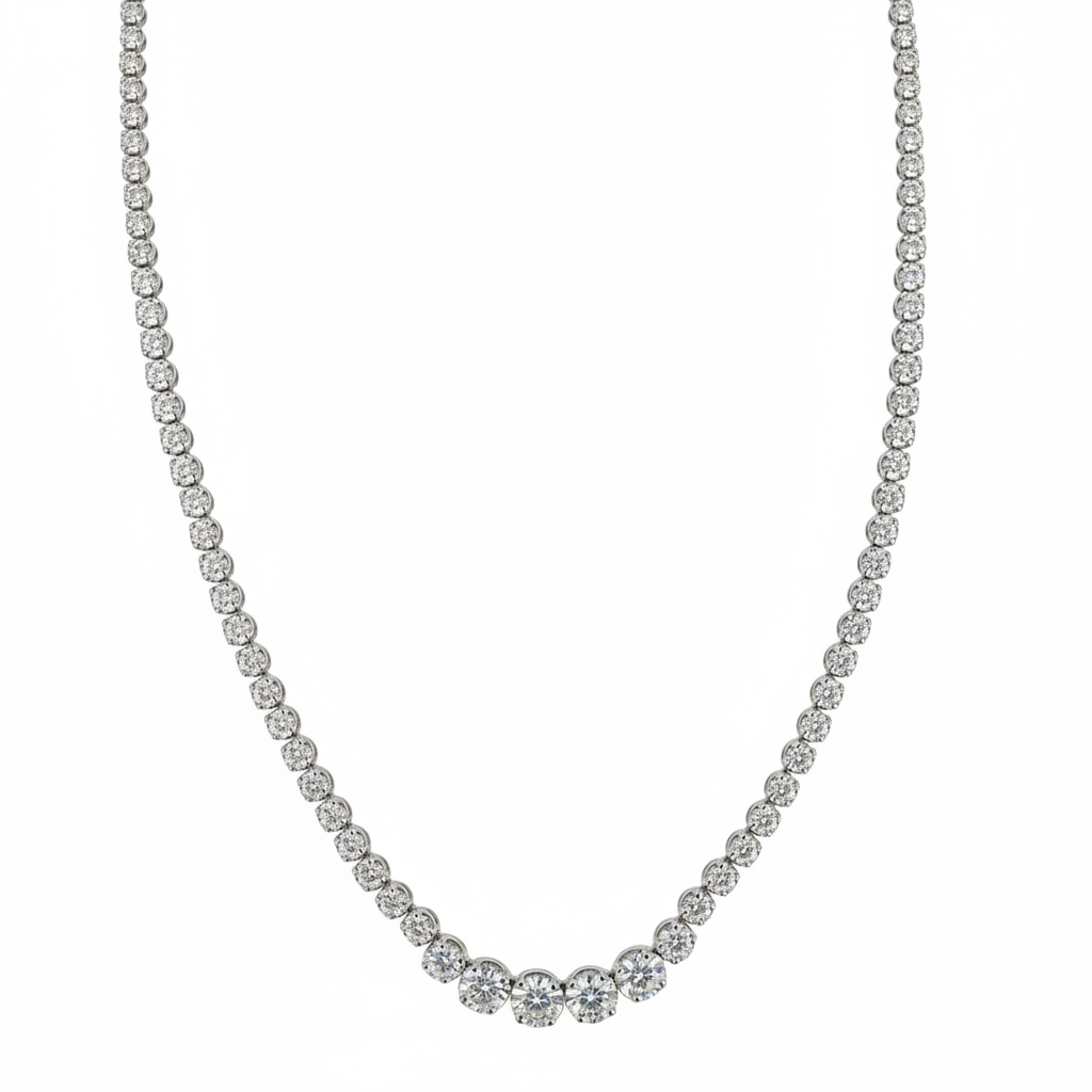 Graduated moissanite tennis necklace