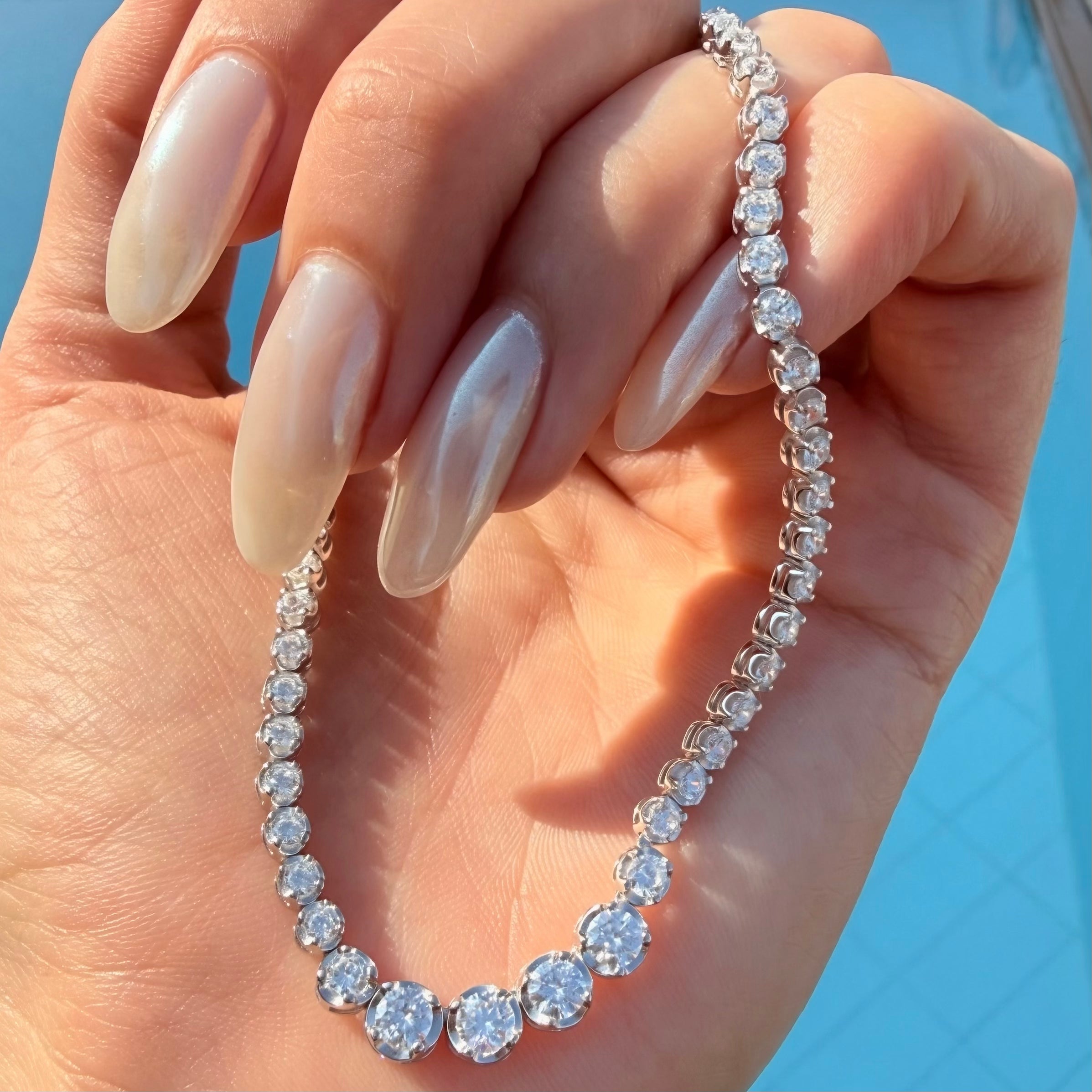 Moissanite graduated tennis necklace 