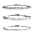 Three diamond tennis bracelets on a white background part of our “cool girl” tennis bracelet set
