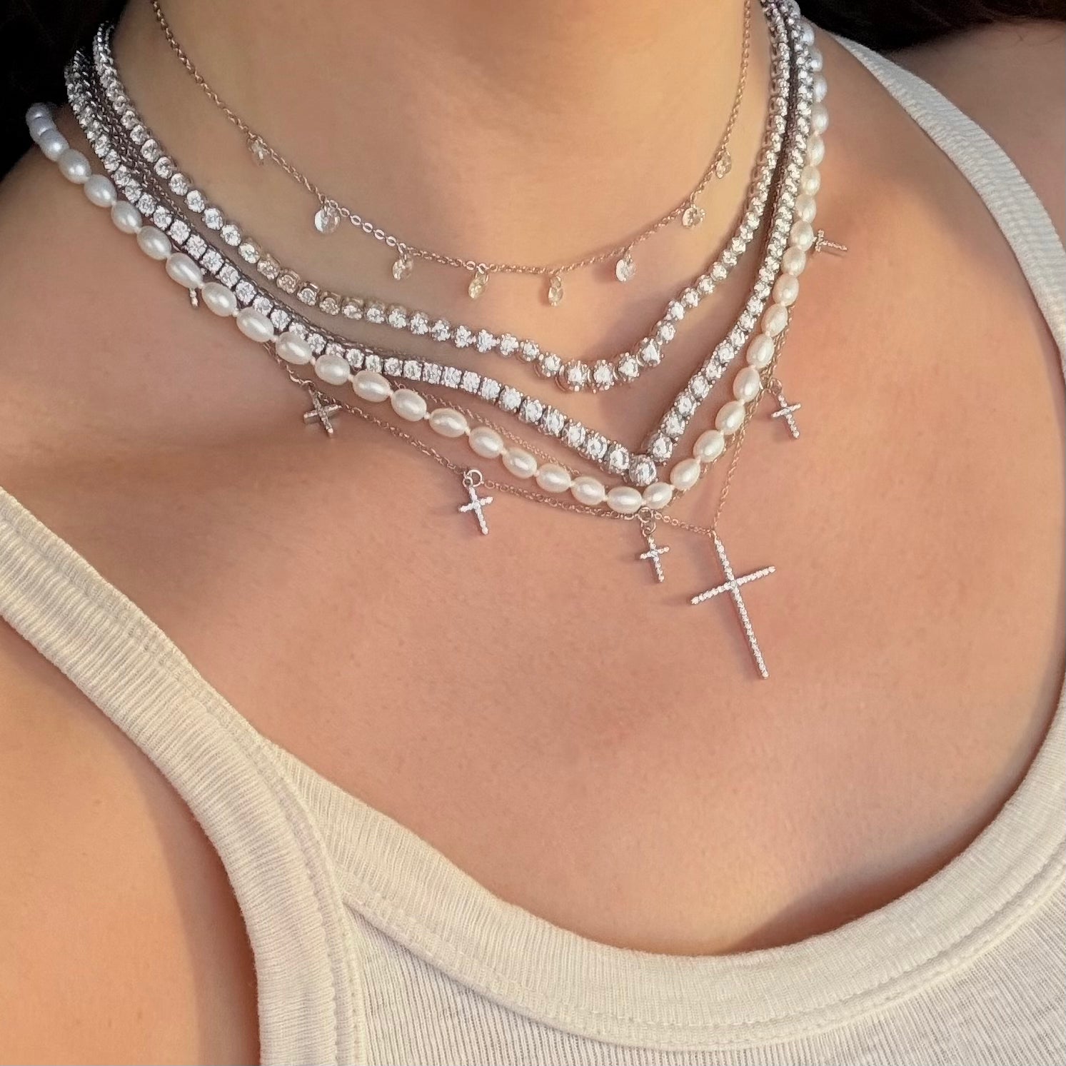 The “Frankie” Pave Cross Shaker Necklace – LENI JAMES