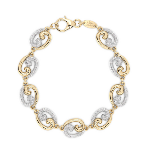 Our 2 tone Fibonacci link bracelet with alternating pave diamond links 