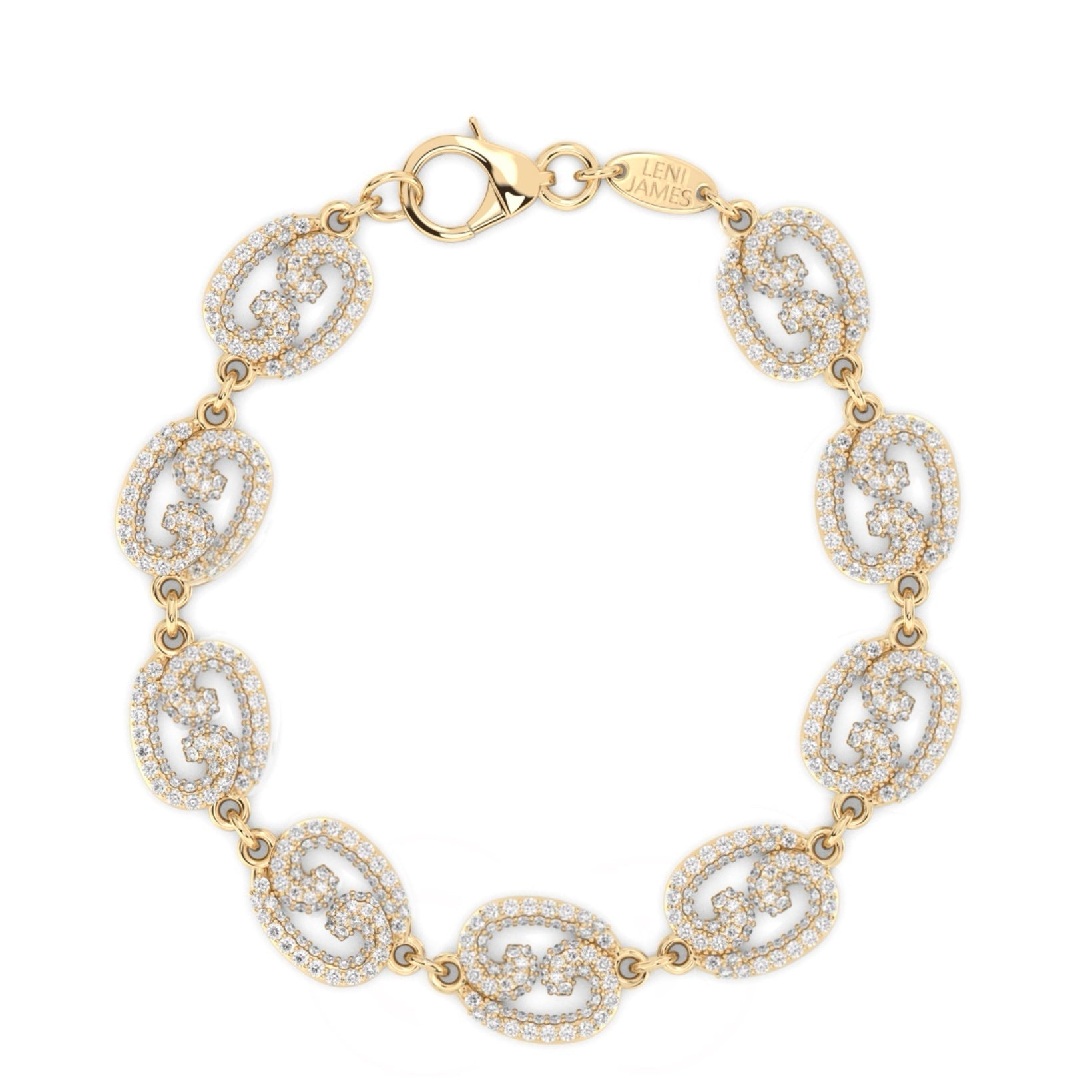 Full pave diamond Fibonacci link bracelet 