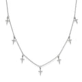 Frankie cz shaker cross pave necklace silver