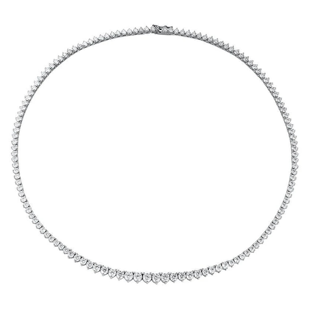 Our Liz 3 prong graduated tennis necklace