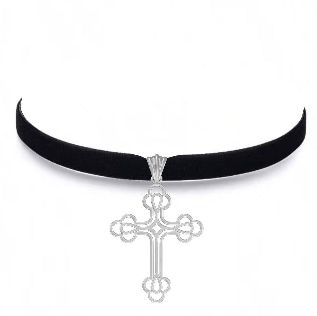 Maxi Billie cross choker in sterling silver