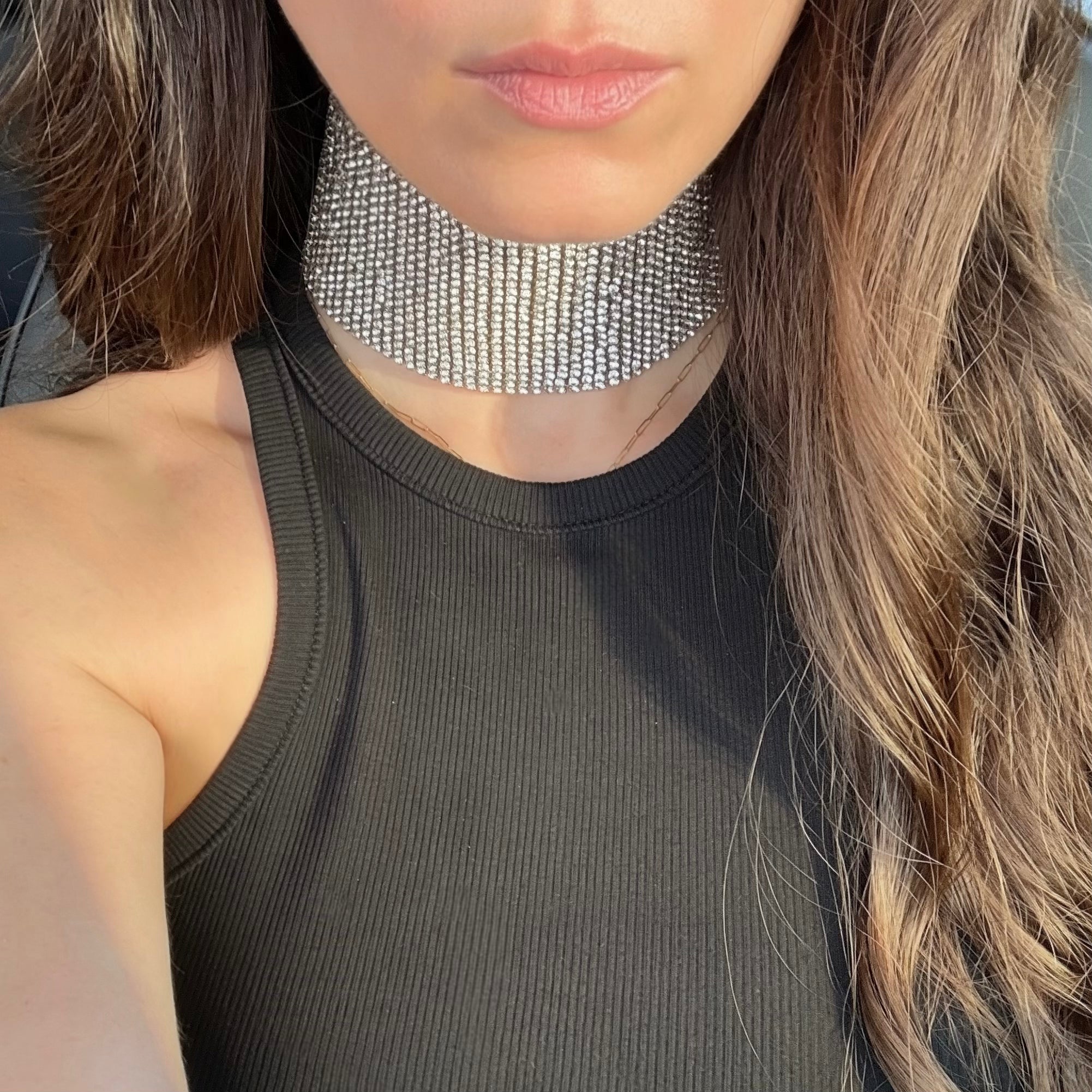 Maxi Paris choker tennis necklace with crystals