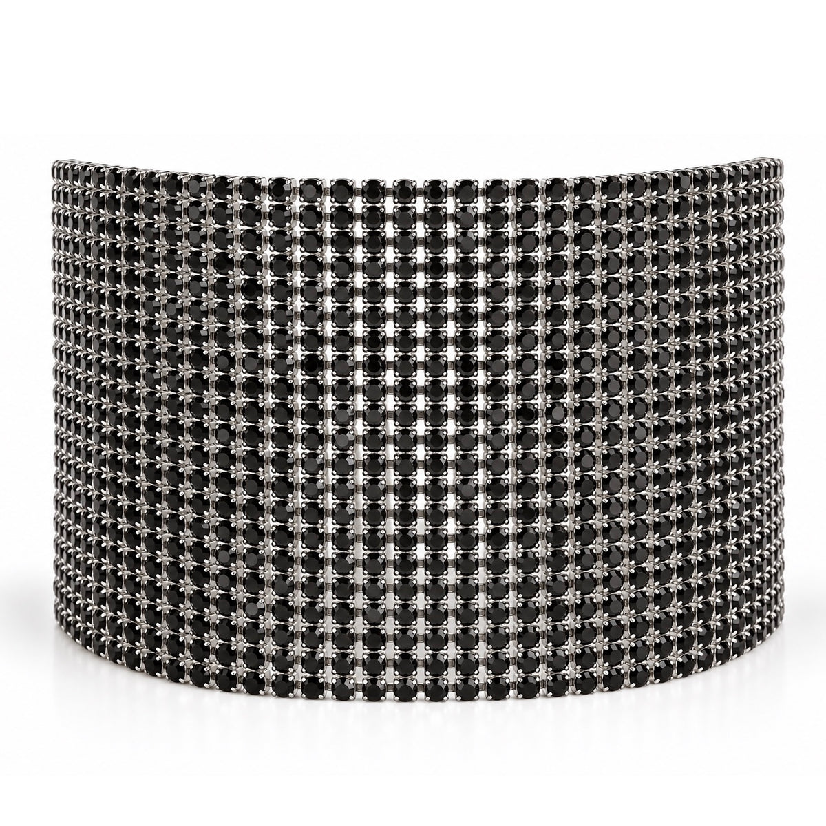 Maxi paris choker tennis necklace with black crystals 