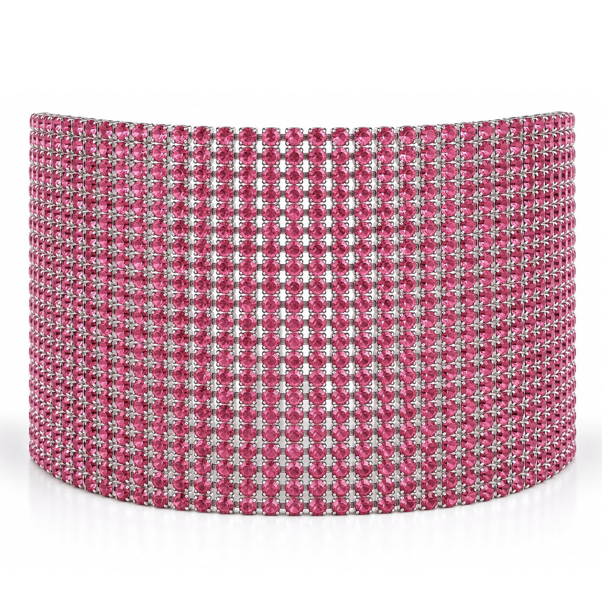 Maxi paris choker tennis necklace with pink crystals 
