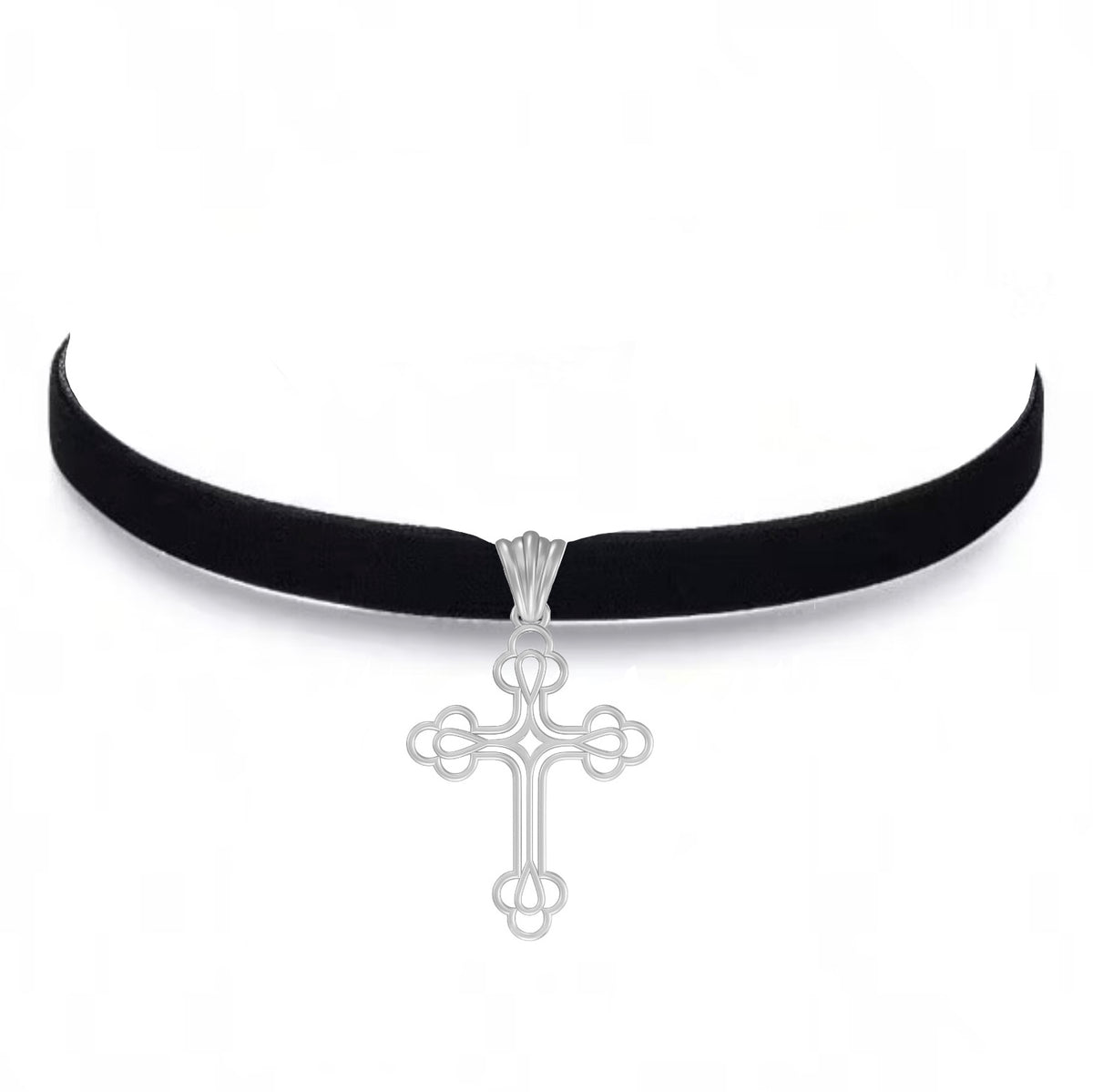 Billie cross choker necklace in sterling silver 