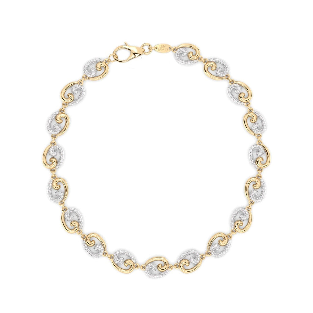 Mini Fibonacci bracelet with alternating diamond pave links by Leni James