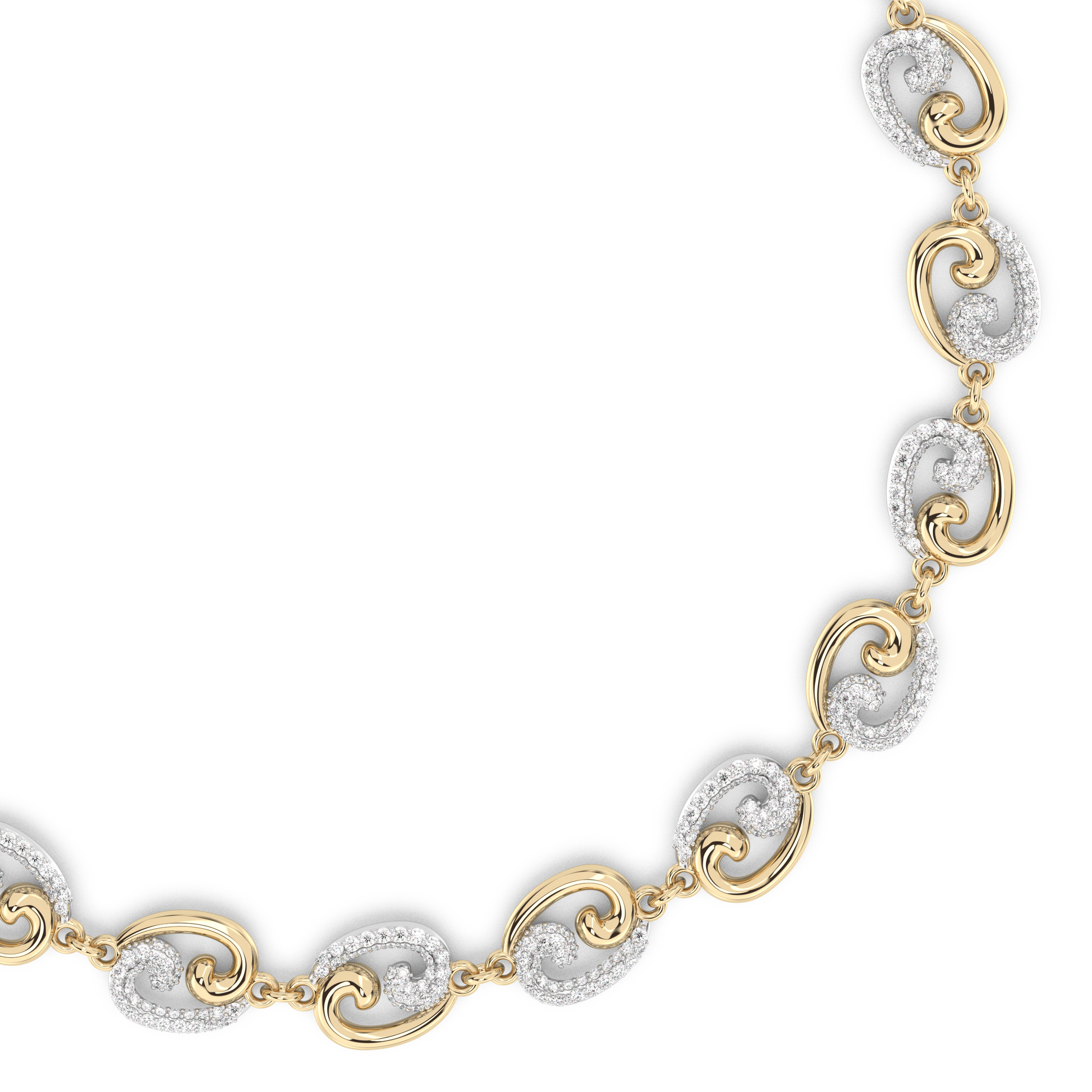 Details and closeup of Leni James’ mini Fibonacci alternating diamond links