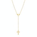 Freshwater pearl rosary necklace in 14 yellow gold