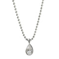 Pear shaped moissanite pendant on sterling silver mini ball chain 