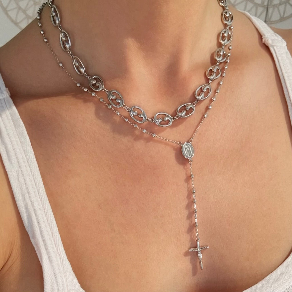 Rosary with Fibonacci link necklace 