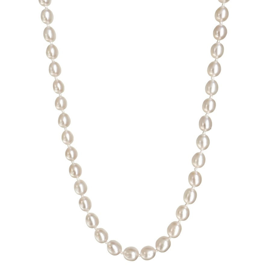 Freshwater pearl necklace on a white background