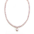 Lavender pink freshwater pearl drop necklace 