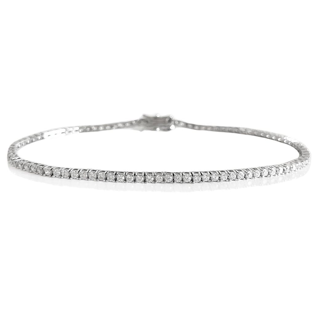 Thin tennis anklet in silver