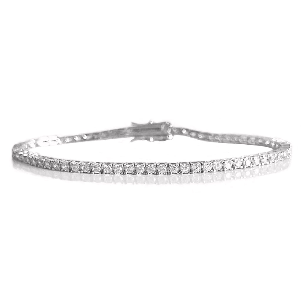 Thin tennis bracelet in silver 2mm