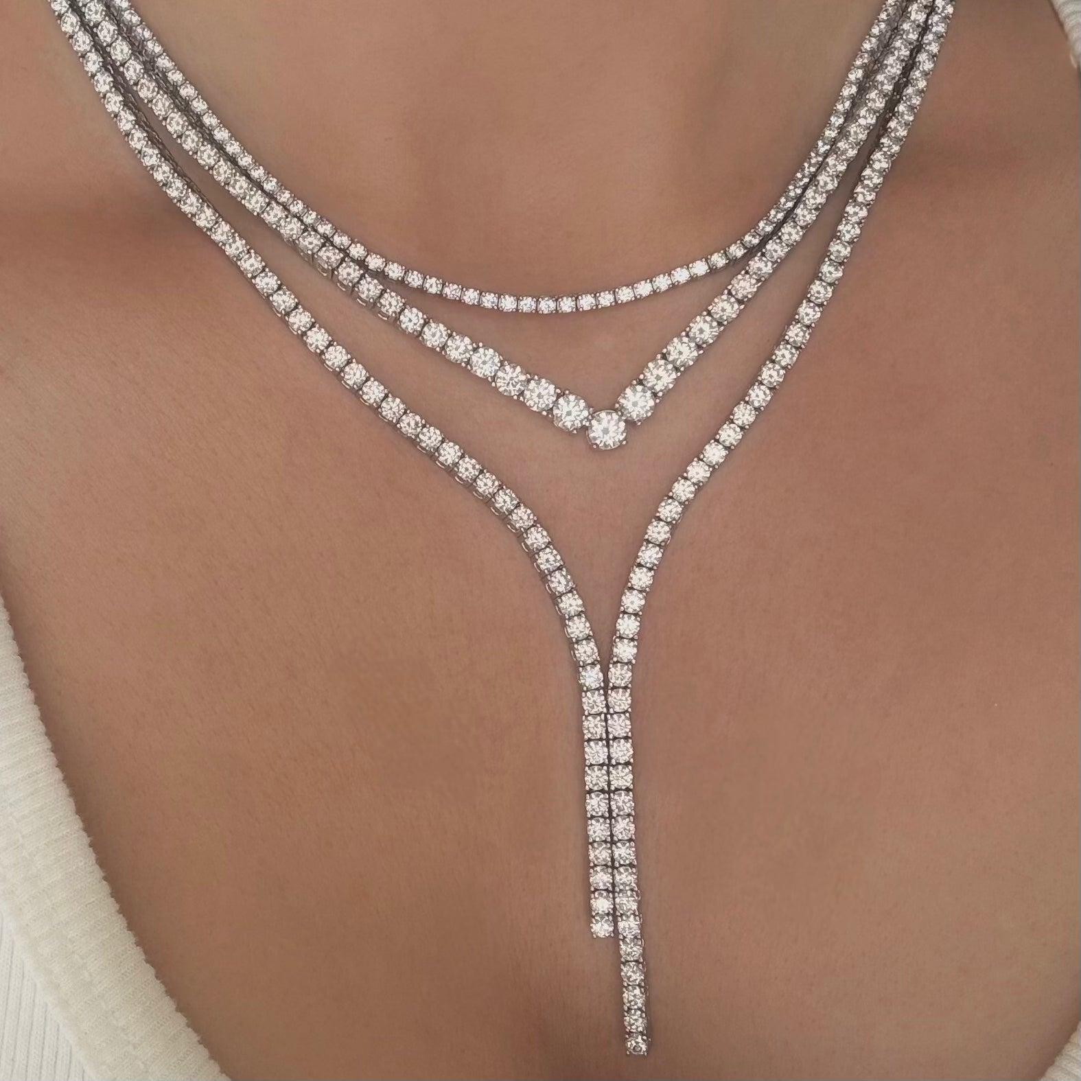 The “Margo” 2mm 4 Prong Thin Tennis Necklace – LENI JAMES