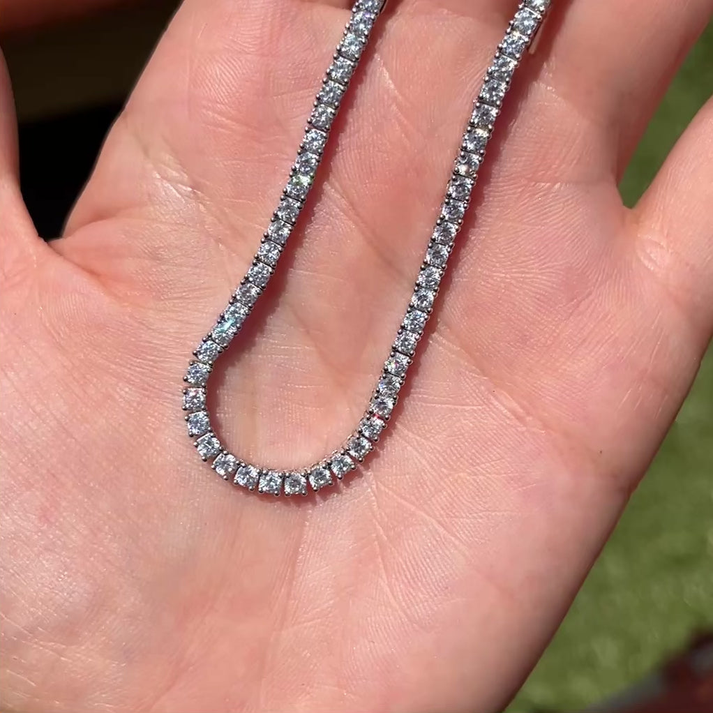 Closeup of our thin tennis necklace 