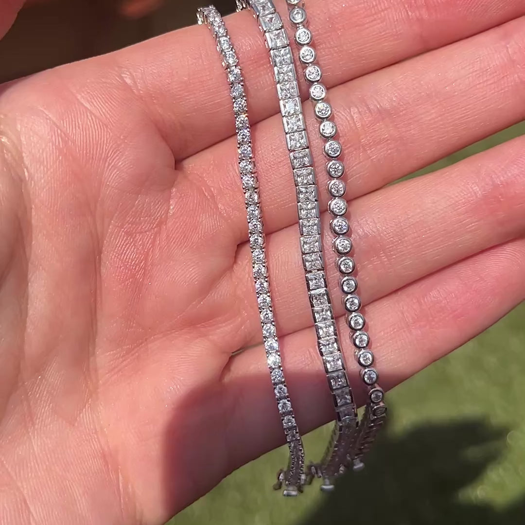 Closeup of our Cool Girl set of three tennis bracelets