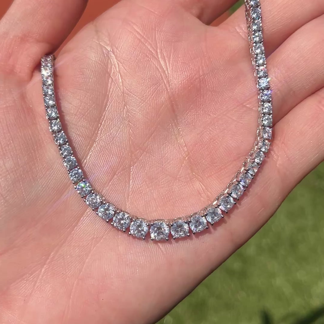 Closeup of our Jaimie graduated tennis necklace 