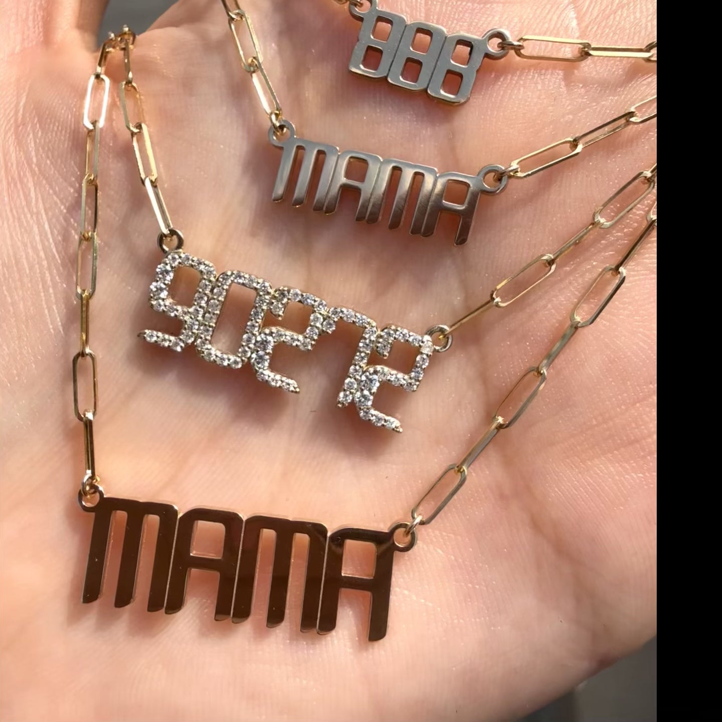Diamond 90272, mama, and 888 nameplate necklaces 